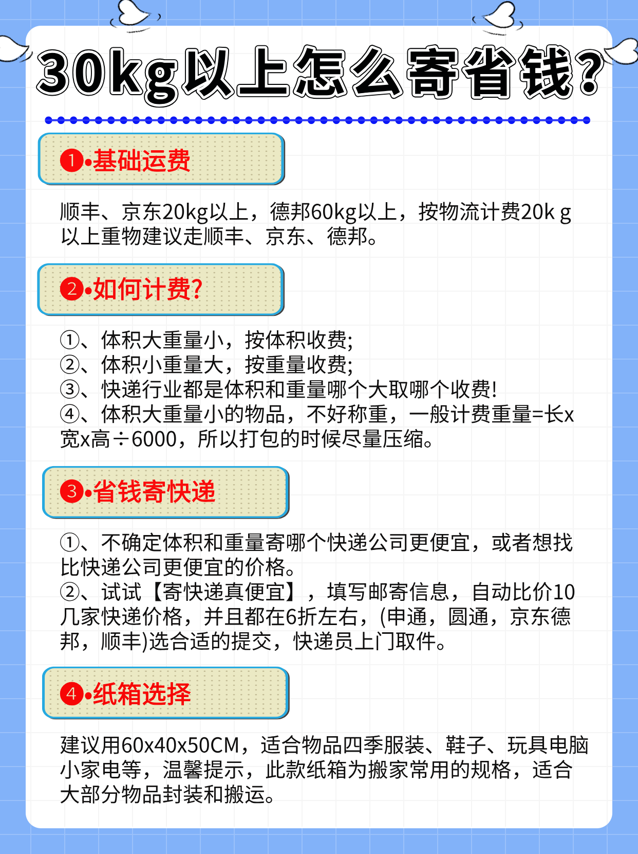 寄大件选物流还是快递？1张表帮你算明白