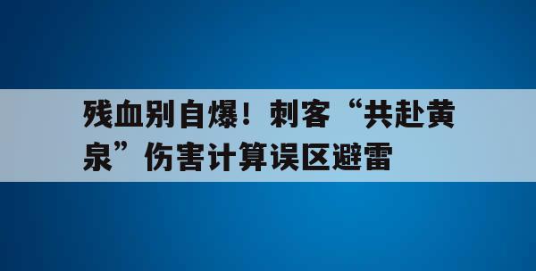 残血别自爆！刺客“共赴黄泉”伤害计算误区避雷
