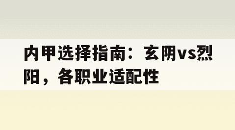 内甲选择指南：玄阴vs烈阳，各职业适配性